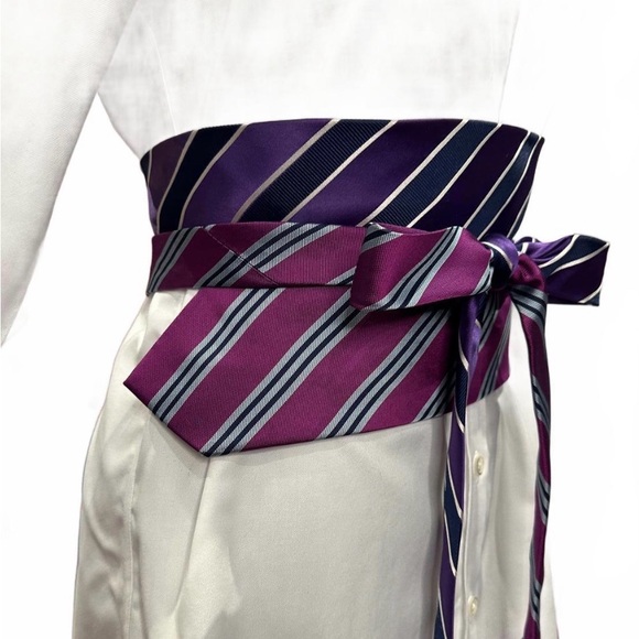 Upcycled Men’s Silk Tie Obi Belt – One-of-a-Kind Statement Waist Belt OS main image 4